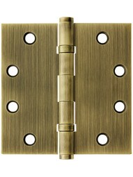 4 1/2-Inch Solid Brass Ball Bearing Door Hinge With Button Tips